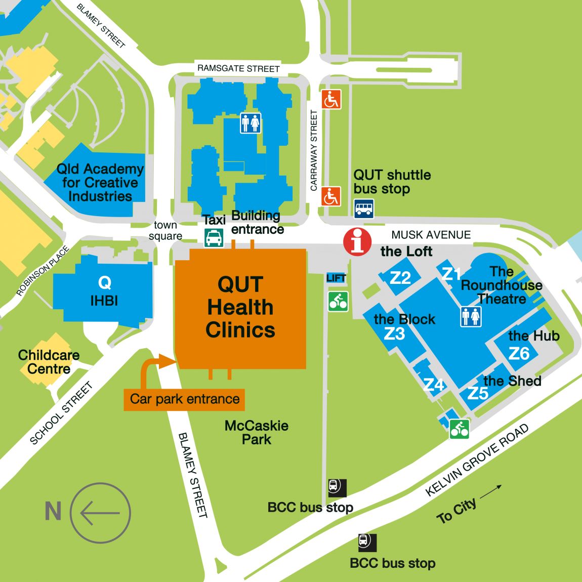 QUT Health Clinics Navigational Map